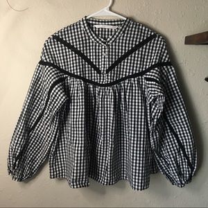Zara Black and white Gingham blouse